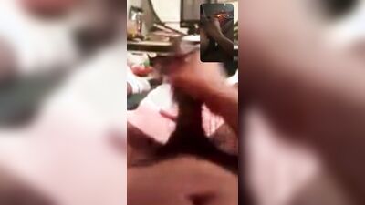 Horny black twink is filming himself while playing with hard cock