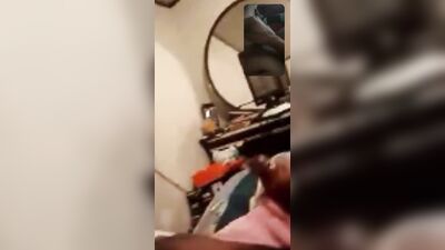 Horny black twink is filming himself while playing with hard cock