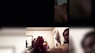 Horny black twink is filming himself while playing with hard cock