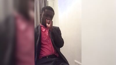 Black lad gets horny and grabs his hard pecker to jerk off