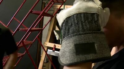 Jack Andy and another dirty worker are having sex in the warehouse