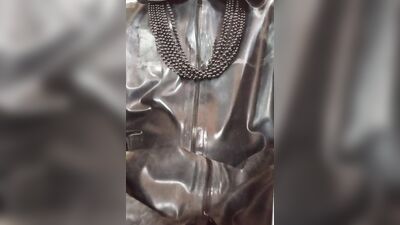 Kinky guy in latex outfit is chatting with his fans on webcam show