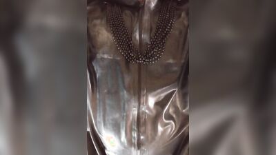 Kinky guy in latex outfit is chatting with his fans on webcam show
