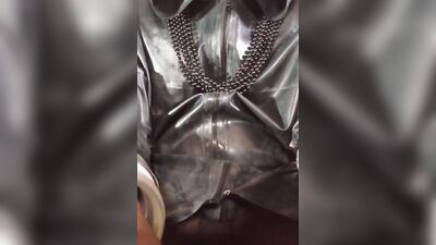 Kinky guy in latex outfit is chatting with his fans on webcam show
