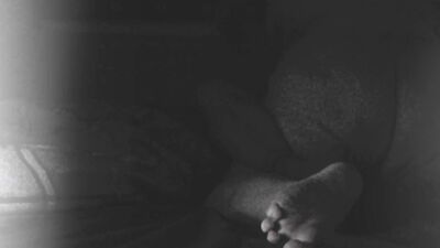 Black and white video shows chubby transsexual and guy fucking
