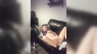 Naughty twink is filmed by his roommate while playing with cock
