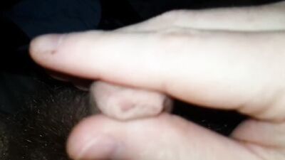 Horny amateur plays with his uncut dick and hairy balls