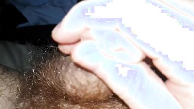 Horny amateur plays with his uncut dick and hairy balls