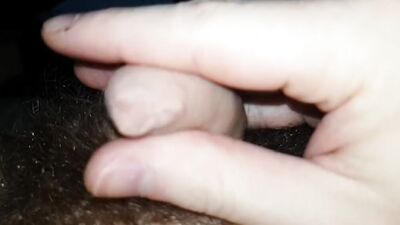 Horny amateur plays with his uncut dick and hairy balls