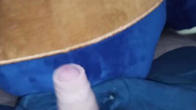 Perverted guy gets excited while rubbing cock against that stuffed doll