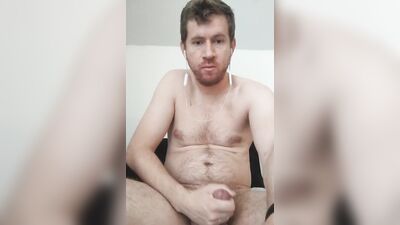 Horny man shows his dick and jerks off in front of the camera