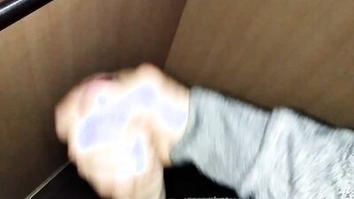I Jerk off this Huge Cock in the Neighborhood Elevator and the Cumshot falls on the Floor