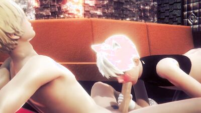 3D gay porn shows a cock-hungry blonde sissy blowing his master