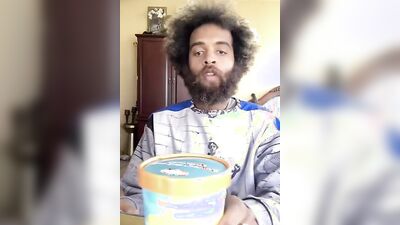 Lovely guy with a cute beard does a food review