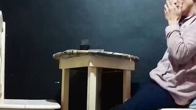Guy gets horny in the coffee shop and plays with his dick
