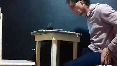 Guy gets horny in the coffee shop and plays with his dick