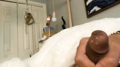 Horny lad is filming his pecker while wanking off and jizzing