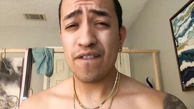 Horny lad is filming his pecker while wanking off and jizzing