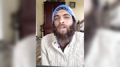 Cute bearded guy has fun doing a food bowl review
