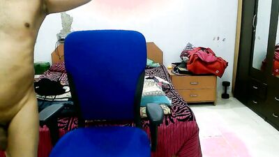 Femboy poses for his fans on webcam show and plays with his dick