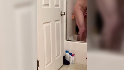 Straight male takes dildo in the ass and eats cum