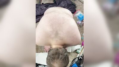 Chubby nerd is filmed while drilling his ass with a sex toy