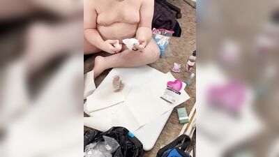 Chubby bi guy rides new dildo part 1