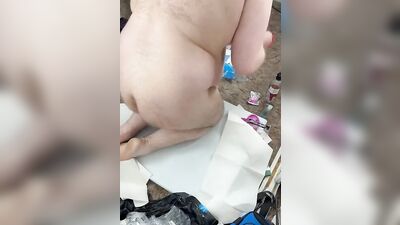Chubby bi guy rides new dildo part 1