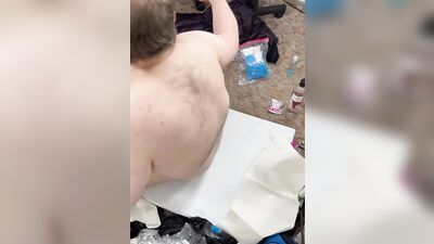 Chubby bi guy rides new dildo part 1