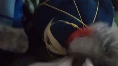 Guy in a costume is humping that stuffed doll on webcam video