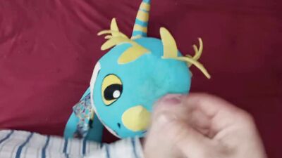 Pervert is filming his cock while rubbing it against stuffed doll
