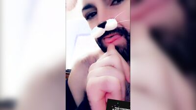 Handsome guy with a sexy beard makes a dirty Snapchat compilation