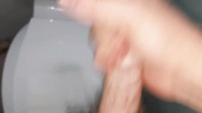 Naughty man films his hard cock while jerking off and shooting load