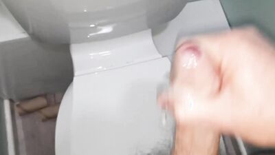 Naughty man films his hard cock while jerking off and shooting load