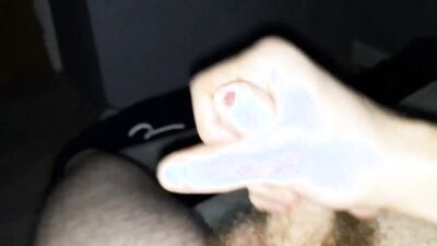 Naughty man films his hard cock while jerking off and shooting load