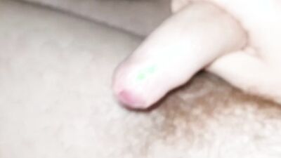 Hairy man is filming his pecker while stroking it for the camera
