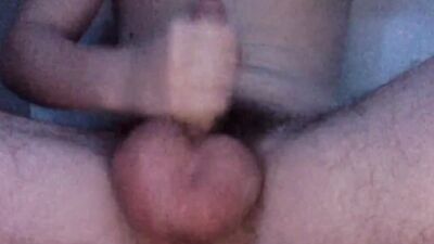 Dude with big balls is jerking off and shooting big loads