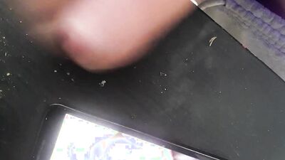 Horny guy watches gay porn on his phone and jerks off