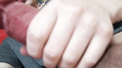 Horny chum is filming himself while stroking that hard cock