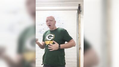 Chubby guy shows his belly while stuffing on the webcam
