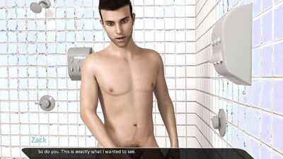 3D gay cartoon shows naughty twink jerking off in the shower
