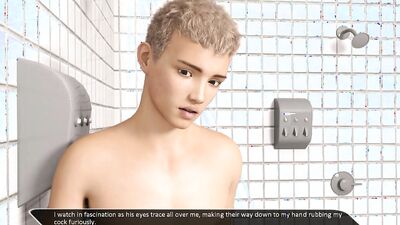3D gay cartoon shows naughty twink jerking off in the shower