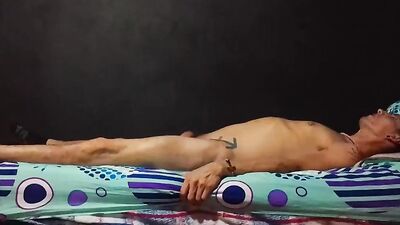 Horny lad Raba Erre smokes a cigar and plays with himself on webcam show