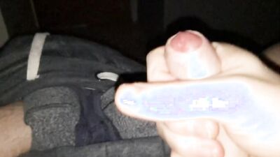 Horny lad is squeezing his dick in this close-up masturbation video