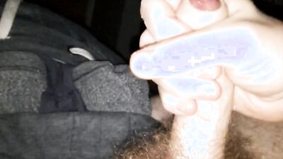 Horny lad is squeezing his dick in this close-up masturbation video