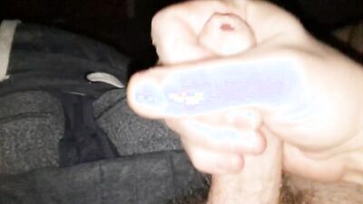Horny lad is squeezing his dick in this close-up masturbation video