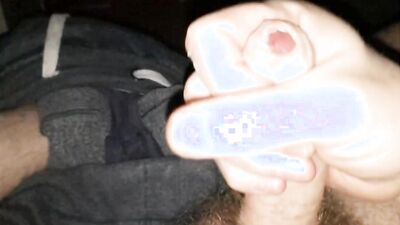 Horny lad is squeezing his dick in this close-up masturbation video