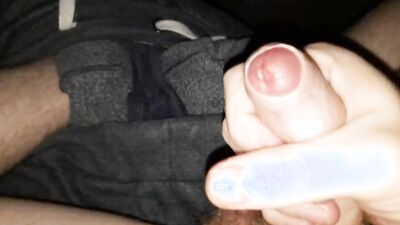Horny lad is squeezing his dick in this close-up masturbation video