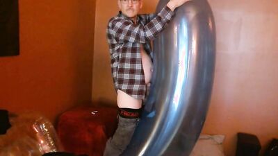 Balloonbanger 66) Part II - Daddy Humps Giant Round and Long Balloons! Cums and Pops!
