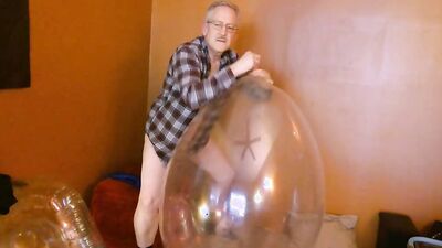 Balloonbanger 66) Part II - Daddy Humps Giant Round and Long Balloons! Cums and Pops!